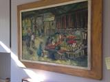 Charlotte Taylor Market Scene oil on canvas circa 1960 valued at $200