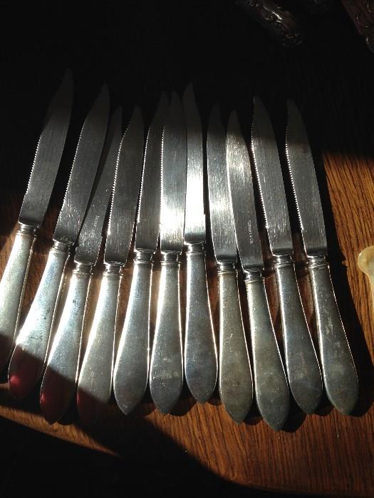 Tiffany serrated knifes - believe it is the Faneuil pattern 11 of them - fruit or orange size
