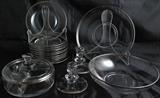 Lotus "Colonial" Platinum Band Crystal:  12 Salad Plates, 10 1/2" Round Cake/Serving  Plate, 9 1/2" Round Serving/Fruit Bowl, Pair Candle Holders and a 3-part Relish with Lid.