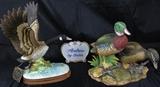 Andrea by Sadek Bisque Porcelain Figurines. Also shown is a Porcelain Andrea by Sadek Name Plate. Duck figurine on right SOLD