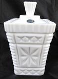 Baker of Finland Hand Made Milk Glass 5" Square Canister w/Lid