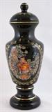 Black Amethyst Vase w/Lid Gold Trim with Jacob Petit Courting Scene