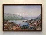 original Oil on Canvas (16" x 24") "Amalfi Coast of Italy" signed Maria Marchi Ragoni c. 1930's in an Italian Florentine Framed