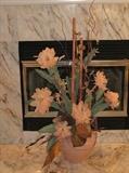 Large silk floral arrangement in Peach Ceramic Vase (approx 50"H x 32"W)