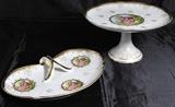 Original Anart Creation (Japan) Courting Scene Pedestal Cake Plate and Handle Tibet Tray