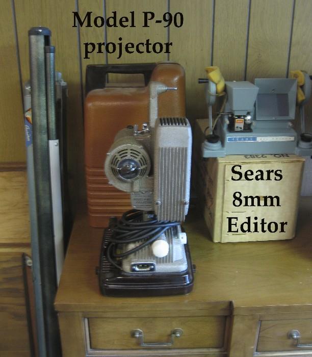 Model P-90 projector and Sears 8mm editor