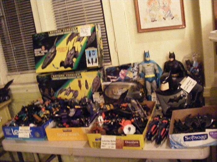 Batman and Spiderman figures  and games