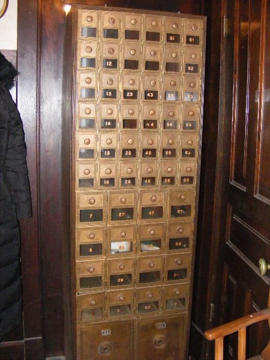 Brass Storage Unit. Vintage Post Office Boxes