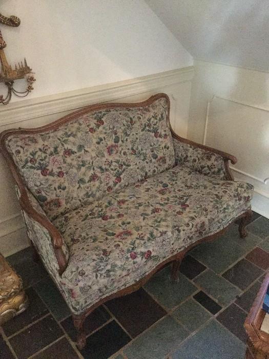 Provincial Style Settee with Floral Upholstery 
