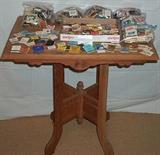Victorian lamp table & match book collection
