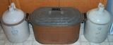 Copper boiler & 2 crockery jugs (Redwing & Uhl)