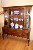 Ethan Allen hutch and blue / white china