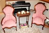 Victorian-style chairs and small table