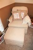 Upholstered chair and ottoman