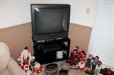 Entertainment center, TV, and Christmas decor