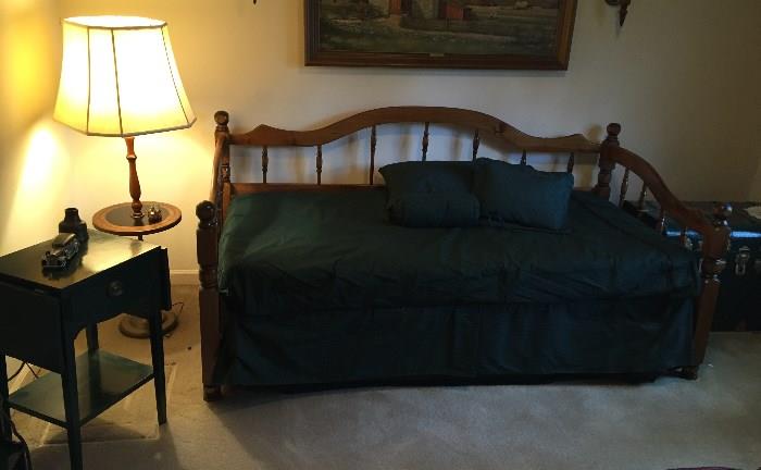 Day Bed, Trundle Bed (additional single mattress pulls out from under. , Small Tables