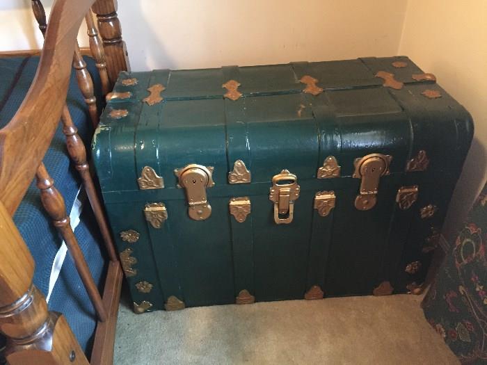 Antique Trunk - Painted Green