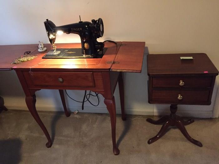 Singer Sewing Machine.  Sewing Cabinet.  Top drawer swivels around.