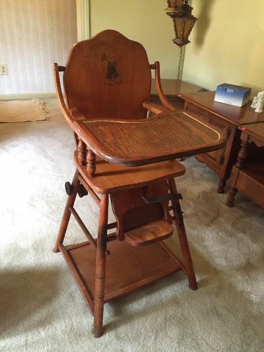 Vintage Child's/Baby High Chair - Converts into seat and play table.  see next photo