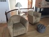 2 chairs sold  in  ottoman $40 glass table small $125