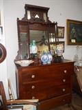 ANTIQUE DRESSER AND MIRROR