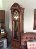 Westwood Grandfather clock, swivel chair, computer desk, tv stand and vintage pillows