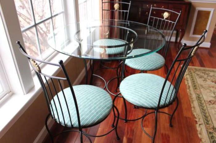 Lovely glass/wrought iron Patio/Café table set