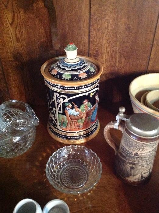 one of two old german steins 
