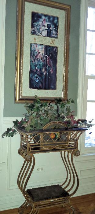 Iron & Marble Plant Stand, Wall Art