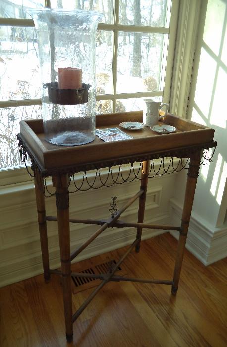 Wonderful Wood & Wire Tray Table