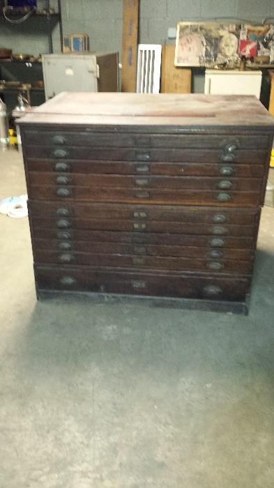 ANTIQUE BLUEPRINT CABINET.....3 SEPARATE SECTIONS FOR EASY TRANSPORT