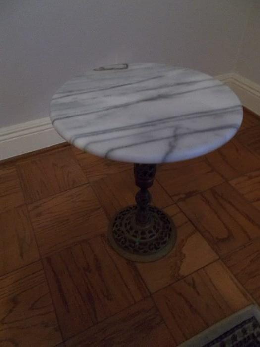 Marble Top/Metal Round Base Table - 37" tall