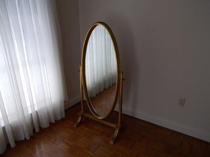 "Gold" Cheval Mirror - approximately 5' tall - nice!