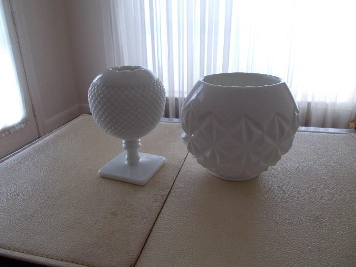 Sample of 2 Milk Glass Items - if you like Milk Glass, there is more!!!!!