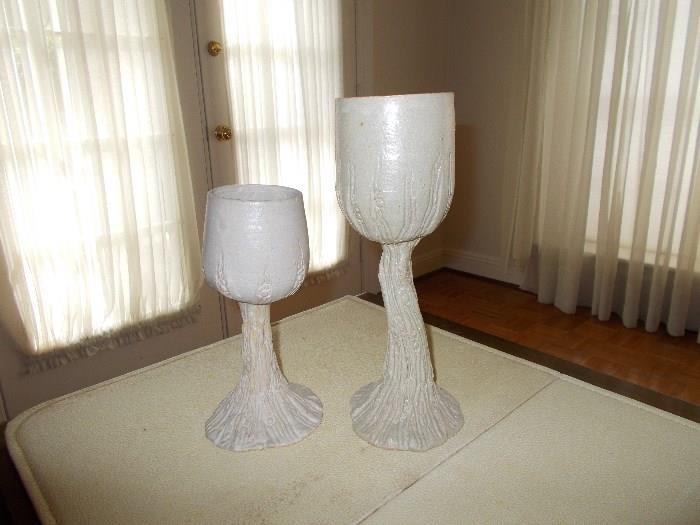 Two Pottery Chalices - will be sold as a set!  NICE