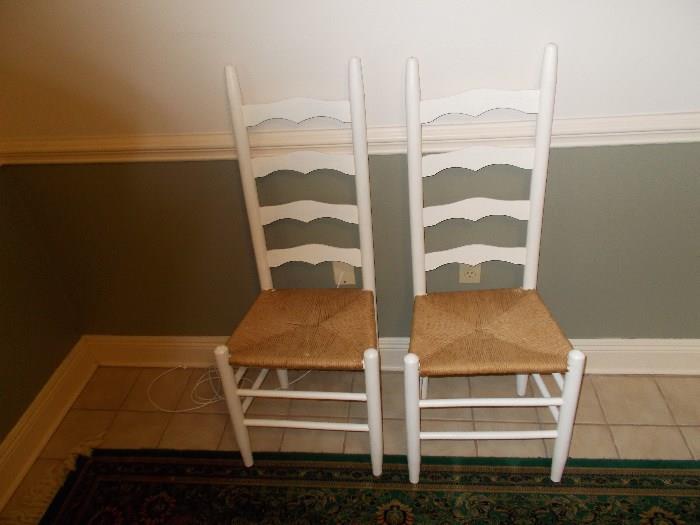 Pair of White Ladder Back Chairs - will be sold as a pair!!
