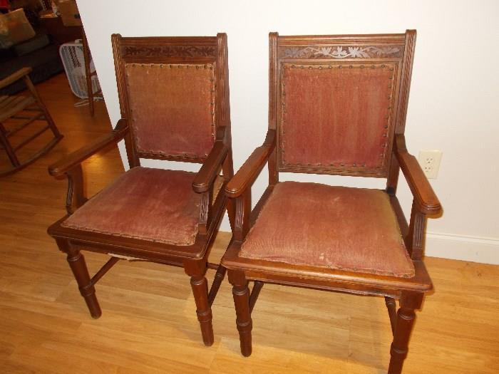 2 of 6 Vintage Walnut Arm Chairs - EASTLAKE -   REALLY NICE - sold as a set!