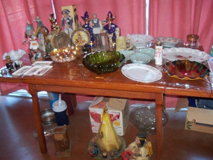 DECANTERS, GLASS, INDIAN STATUES, PUNCH BOWLS