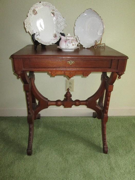 Antique Walnut side table with drawer