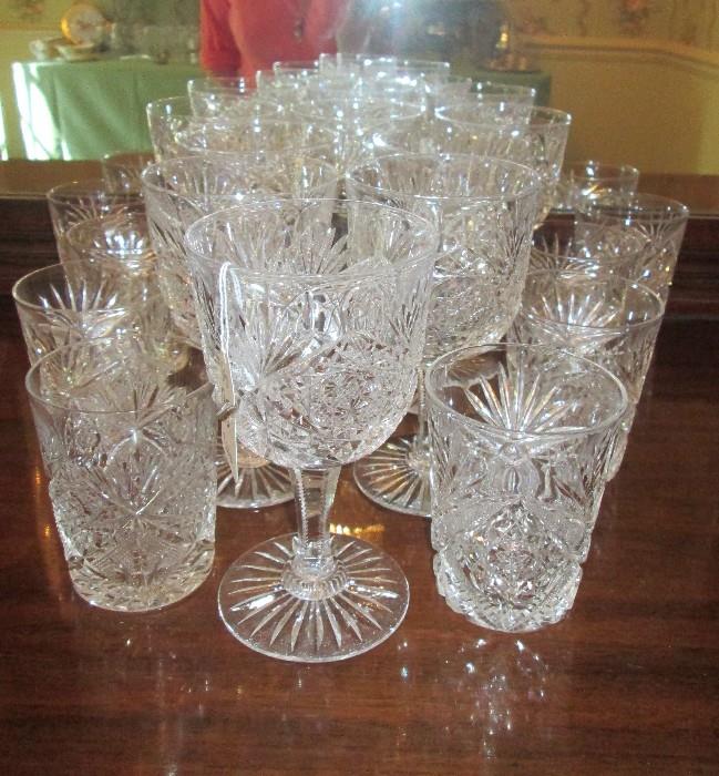 Deeply cut crystal stemware and tumblers