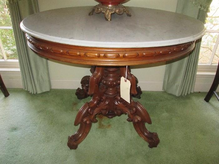 Victorian large oval marble top Center Table