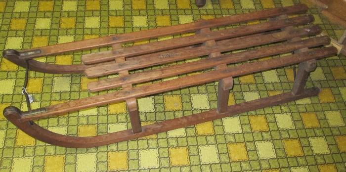 Antique wood snow sled