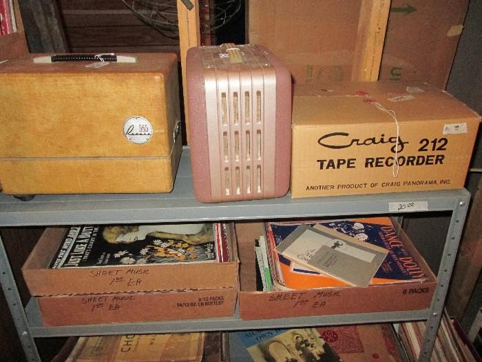 Vintage Craig tape recorder, etc