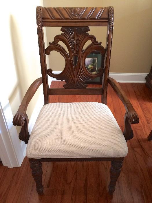 Dining chair closeup (ivory upholstery on seats)