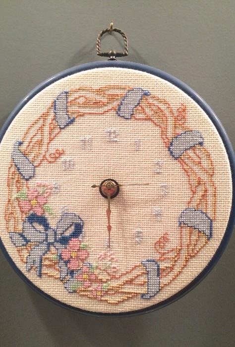 Cross-stitch clock