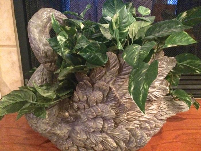 Resin swan planter