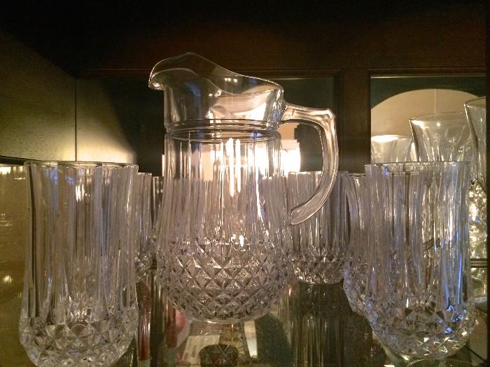 Crystal pitcher and glasses