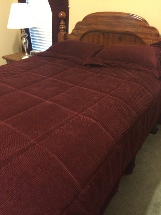 Queen bed #2 again, and burgandy corduroy comforter/shams and matching curtains