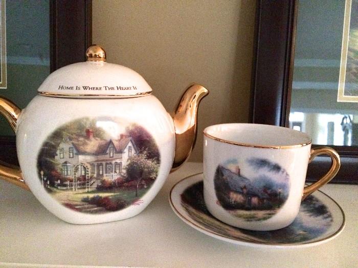 Thomas Kinkade teapot and cup/saucer