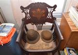 Antique Carved Chair w/ Antique Hats
